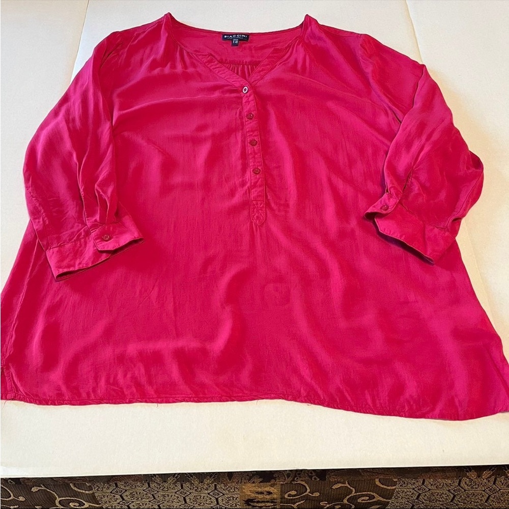 Biaggini Womens Size EUR 48 XL Pink Long Sleeve Viscose Blouse Top Lagenlook